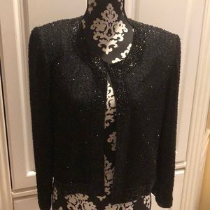 Stenay Vintage Elegant Silk and Bugle beaded cropped classic jacket